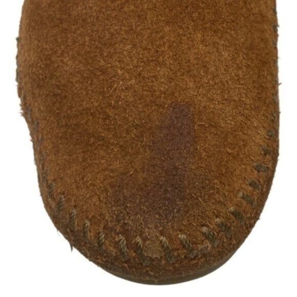 Minnetonka Brown Suede Fringe Lace Up Ankle Bootie Size 6 - Picture 8 of 9